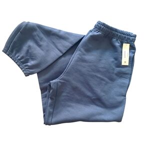 NWT Athletic Works Men's Small London Blue Fleece‎ Elastic Bottom Sweatpants